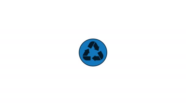 Icon-Animation recyceln. blaue Pfeile auf weißem Hintergrund. — Stockvideo