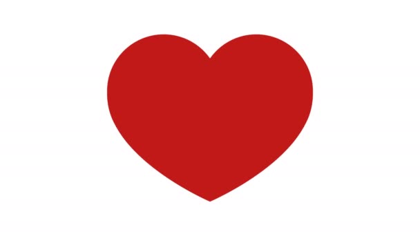 Beyaz arka plan üzerinde kırmızı bir kalbin içinde bir geri dönüşüm işareti belirir. — Stok video