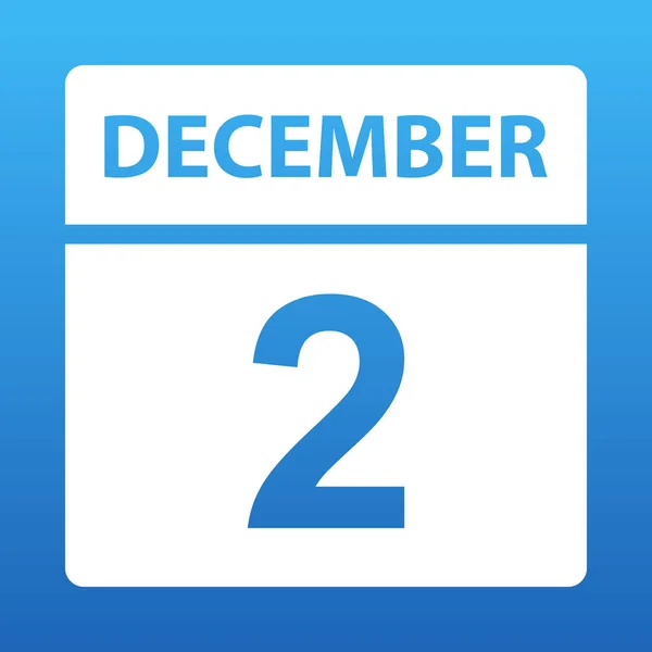2 декабря. Белый календарь на цветном фоне. День в календаре. Второе декабря. Иллюстрация . — стоковое фото