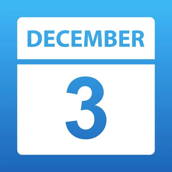 12月3日色付きの背景に白いカレンダー。カレンダー上の日。12月3日図. — ストック写真