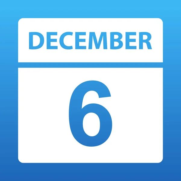 12月6日。色付きの背景に白いカレンダー。カレンダーの日。12月6日。イラスト. — ストック写真
