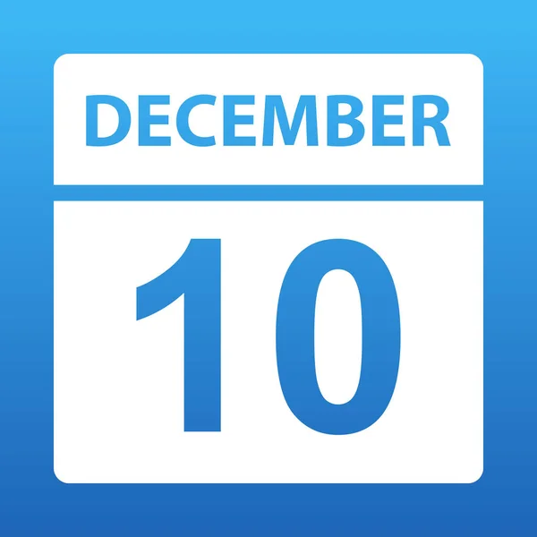 10 декабря. Белый календарь на цветном фоне. День в календаре. Десятое декабря. Противостояние. — стоковое фото