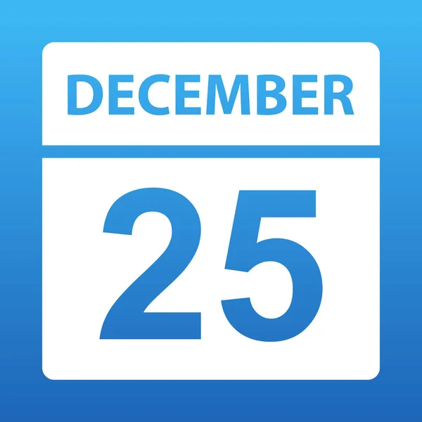 December 25. White calendar on a colored background. Day on the calendar. Twenty fifth of december. Illustration.