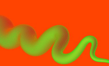 Turuncu arka planda 3 boyutlu soyut sıvı şekli. Vektör çizimi. Parlak arkaplan, afiş, poster, yaratıcı şablonlar, kartlar, kapaklar. Geometrik soyut tasarım. Kopyalama alanı