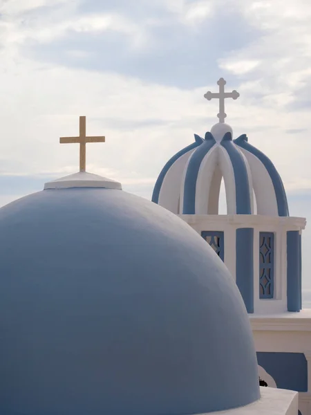 Cúpula Telhado Pequena Igreja Tradicional Ilha Santorini Cyclades Grécia — Fotografia de Stock