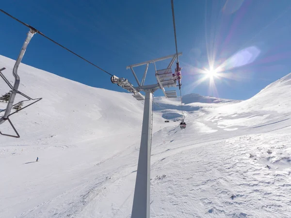 Skilift Helling Van Een Grote Ski Oord Van Kalavrita Griekenland — Stockfoto
