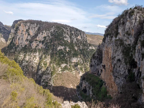 Vista Panorâmica Desfiladeiro Vikos Nas Montanhas Pindos Região Epiro Grécia — Fotografia de Stock