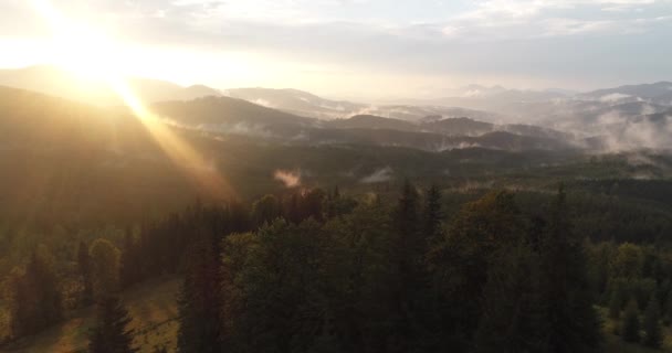 Los rayos del sol iluminan las montañas Cárpatas — Vídeos de Stock