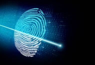 Security scan and cybersecurity authentication as a biometrics recognition and access technology concept in a 3D illustration style. clipart