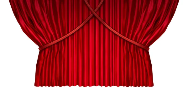 プレゼンテーションまたはアナウンス イラストレーションとして白い背景で隔離の両側開く赤いベルベット素材で映画館や劇場のカーテンとカーテン デザイン要素 — ストック写真