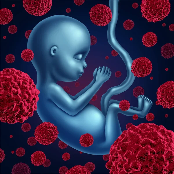 胎児がんや出生前悪性疾患および腫瘍転移 の図要素と健康のシンボルとして胎児の病気 — ストック写真