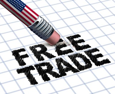 United States withdrawing from free trade policy as American economic protectionism as a 3D illustration. clipart