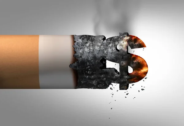 Kosten Des Rauchens Von Zigaretten Als Tabakprodukt Form Eines Dollarzeichens — Stockfoto