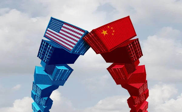 Нас Китай Торгівлі Війни Тарифами Сполучених Штатів Американських Дві Групи — стокове фото