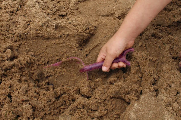 Plaisir Dans Sable Activité Enfant Comme Des Vacances Été Sur — Photo