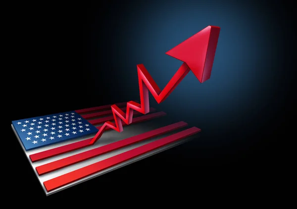 Gdp 結合状態成長率 イラストレーションとして米国の肯定的な経済として国内総生産の財政的利益と経済的な成功 — ストック写真