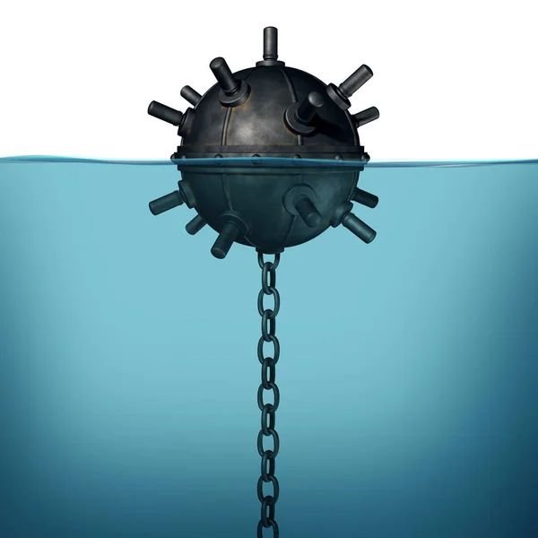 海矿山水下爆炸装置对象概念作为一个海军海洋炸弹的3D — 图库照片