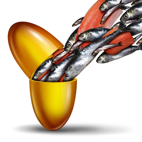 魚の油のサプリメントとオープンのカプセル錠剤でオメガ 脂肪酸含有栄養素イワシの自然な健康の薬とサーモンの 図の要素として — ストック写真