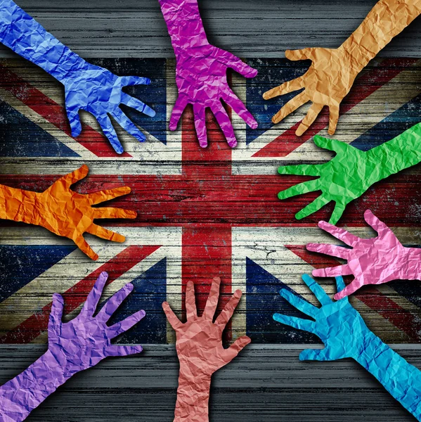 British Diversity Diverse Hands Made Crumpled Paper Connected Together Concept — Stock Photo, Image