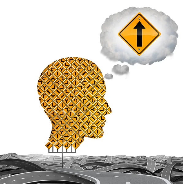 Direction Thinking Planning Pathway Solution Group Signs Shaped Head Imagining — Stock Photo, Image