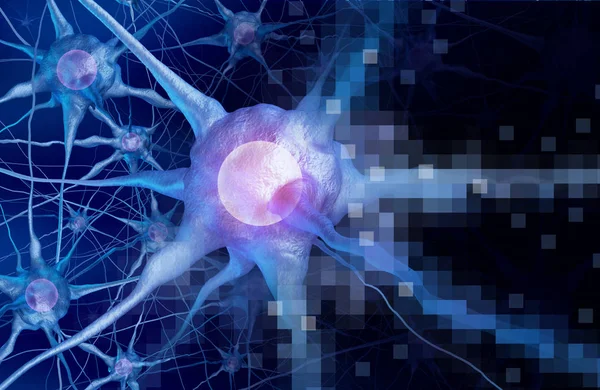 Digitale Neurologie Gehirnintelligenzkonzept Als Künstliche Intelligenz Oder Virtual Reality Technologie — Stockfoto