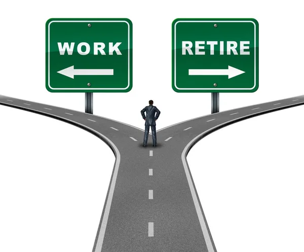 Work Retire Direction Concept Worker Making Decision Continue Working Retiring — Stock Photo, Image