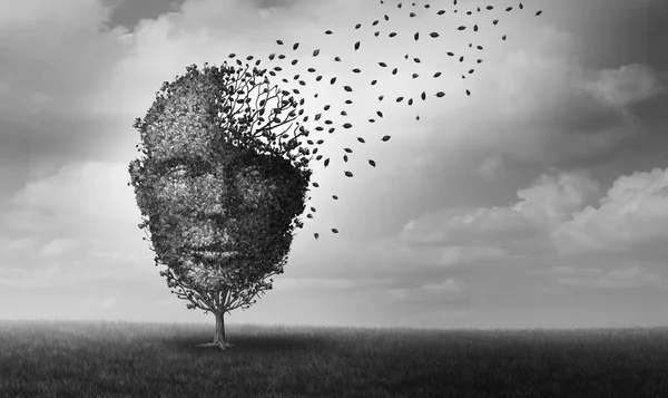 Psychische Gesundheit Und Persönliche Krisenidee Als Baum Form Eines Gesichts — Stockfoto