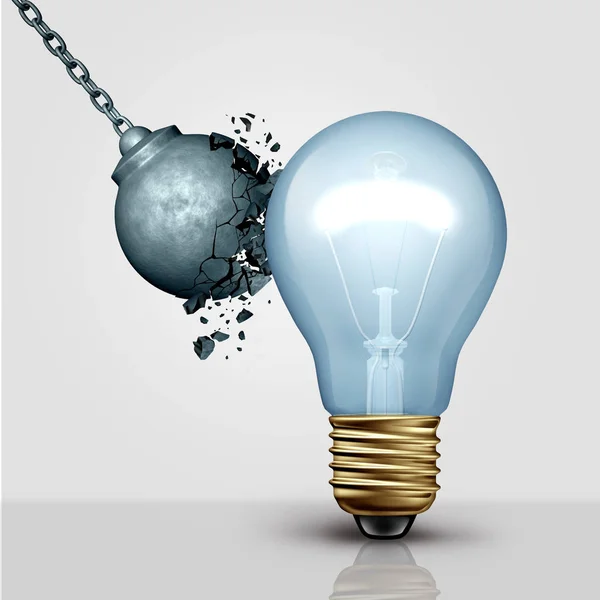 Strong Creative Idea Metaphor Creativity Strength Wrecking Ball Destroyed Light — Stock Photo, Image