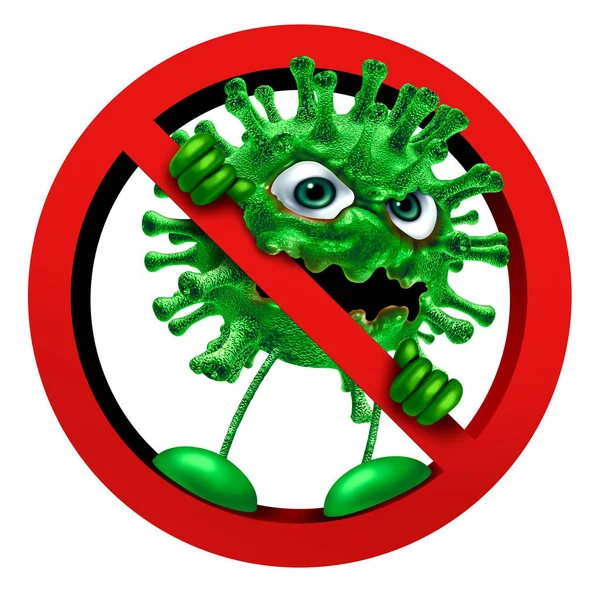 Stop Virus Zeichen Immunitätssymbol Als Krankheitserreger Einem Verbot Oder Verbotenes — Stockfoto