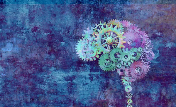 Kreatives Gehirn Als Farbenfroher Geist Abstraktes Konzept Auf Grunge Hintergrund — Stockfoto