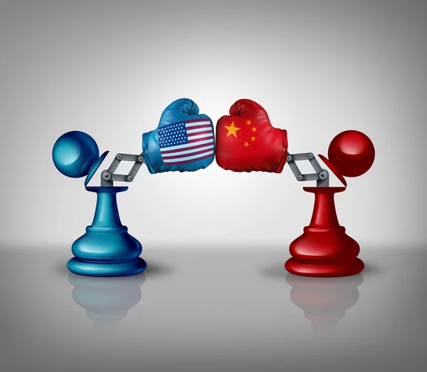 Usa 贸易斗争和美中谈判商业战略概念作为进出口行业的经济战争和关税争端作为3D — 图库照片
