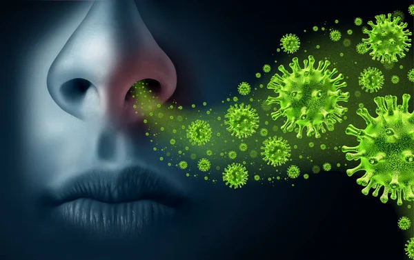 Concepto Influenza Propagación Estacional Del Virus Gripe Causada Por Microbios —  Fotos de Stock