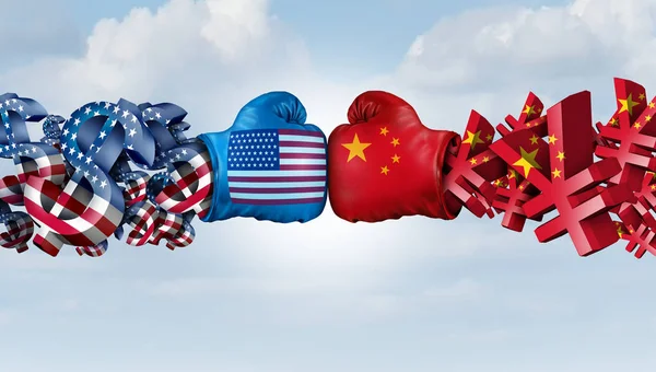 China Yuan And American Dollar fight — Stock Photo, Image