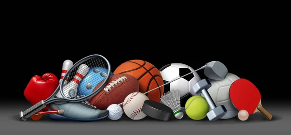 Sport Objects On Black — Stock Photo, Image