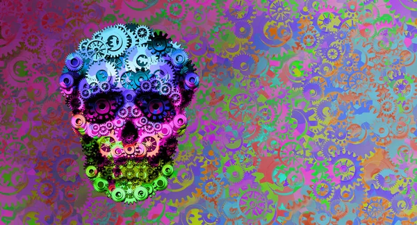 Steampunk Psychedelic Surreal Skull Decor — Fotografia de Stock