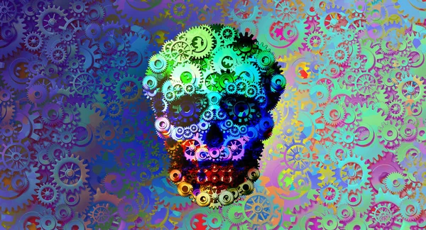 Psychedelic Dteampunk Skull — стоковое фото