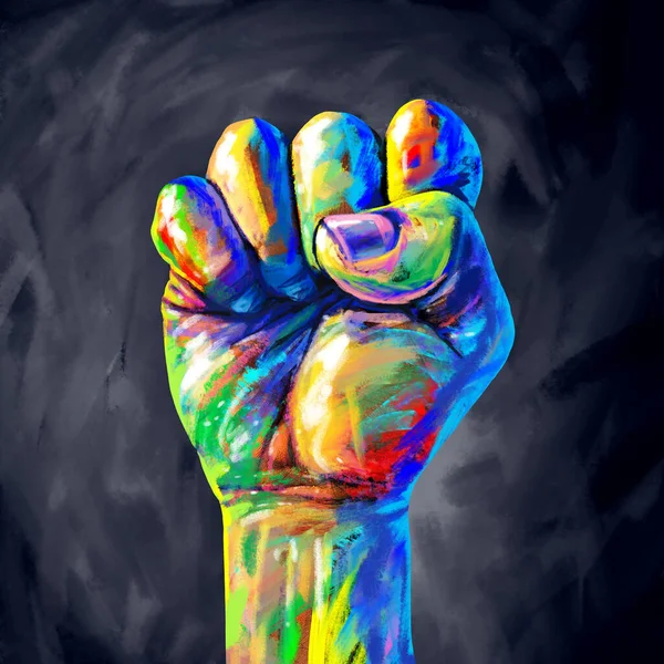 Justice Abstract Concept Fist Painted Diverse Colors Representing Diversity Power — Stock Photo, Image