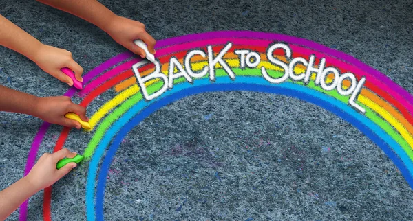 Volver Las Aperturas Escolares Esperar Que Concepto Del Arco Iris —  Fotos de Stock