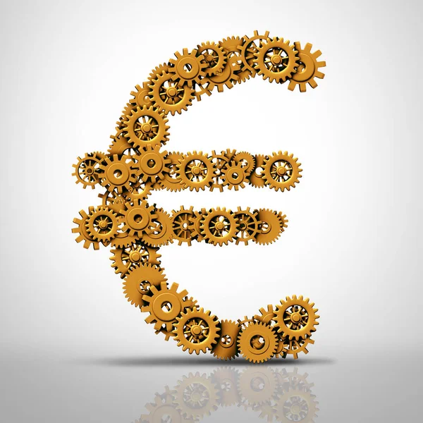 European Industry Symbol Euro Money Icon Group Gears Cogs Economic — Stock Photo, Image