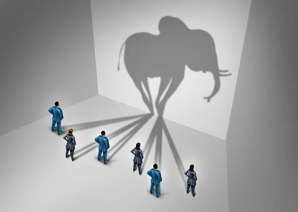 Elephant Room Concept Obvious Problem Group Business People Casting Shadow — Stock Photo, Image