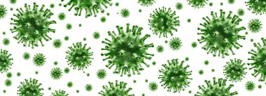 Covid coronavirus outbreak health crisis and coronaviruses influenza background as dangerous flu strain cases as a pandemic medical health risk concept with disease cells as a 3D render. clipart