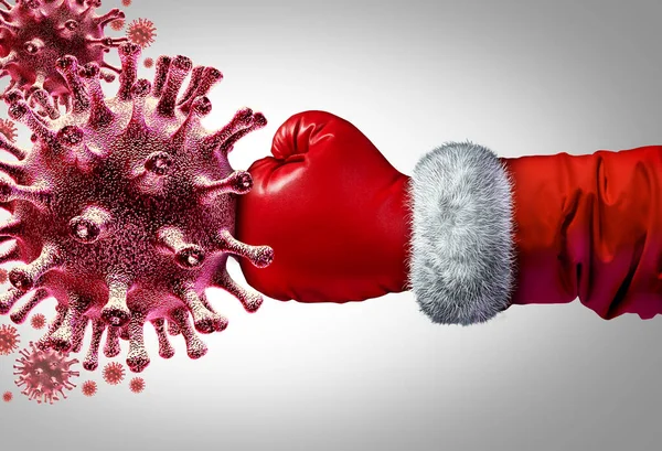 Weihnachtszeit Virenpandemie Und Impfstoff Oder Grippe Und Coronavirus Medizinischer Kampf — Stockfoto