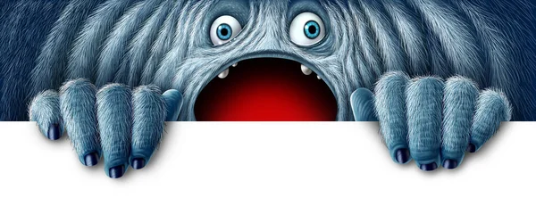 Zimowy Potwór Trzymający Znak Jako Wściekły Wielka Stopa Sasquatch Lub — Zdjęcie stockowe