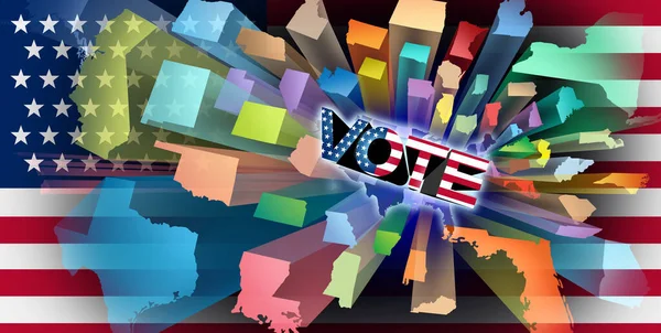 3Dイラストスタイルのアメリカの州とアメリカの投票グラフィック要素として米国の選挙の概念 — ストック写真