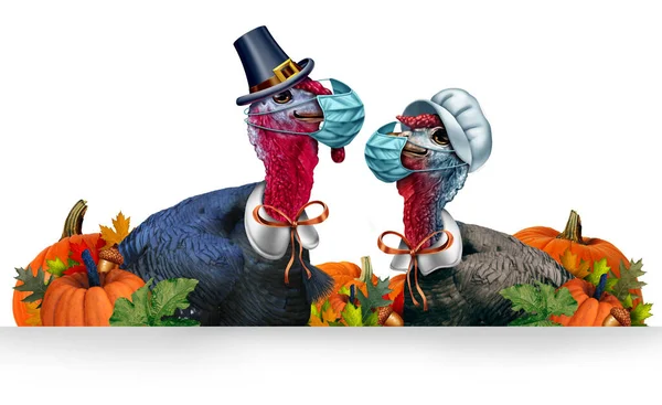 Zdrowy Baner Święto Dziękczynienia Jako Znak Sezonowy Indyka Tom Lub — Zdjęcie stockowe
