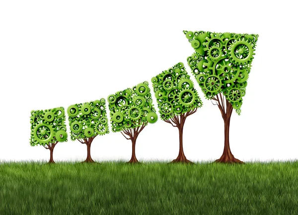 Gráfico Econômico Gráfico Crescimento Conceito Desenvolvimento Agrícola Como Grupo Árvores — Fotografia de Stock