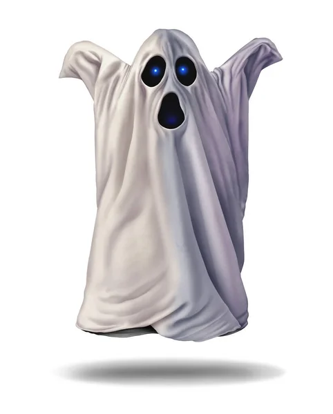 Ghost Geïsoleerd Een Witte Achtergrond Een Illustratie Stijl — Stockfoto