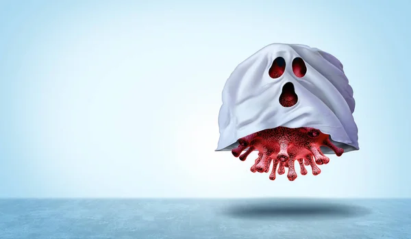 Virus Ghost Background Halloween Seasonal Public Health Risk Covid Coronavirus — Stock Photo, Image