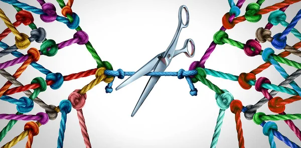 Cutting Connections Disconnect Concept Dividing Teams Losing Group Relationships Many — Stock Photo, Image