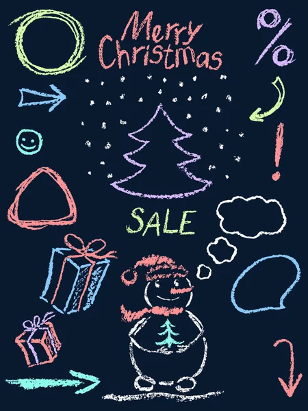 Buntstift Weihnachtssymbol Wie Kind Zeichnung Lustige Kritzelei Helle Farbe Design — Stockvektor